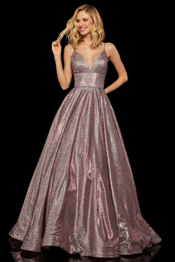Sherri Hill - 52960 V- Neckline Empire Glitter A Line Dress 6 Sherri Hill - 52960 V- Neckline Empire Glitter A Line Dress