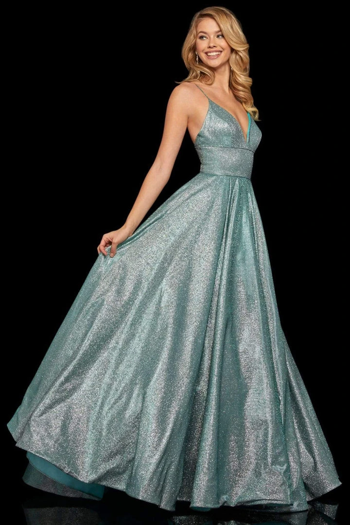 Sherri Hill - 52960 V- Neckline Empire Glitter A Line Dress 5 Sherri Hill - 52960 V- Neckline Empire Glitter A Line Dress