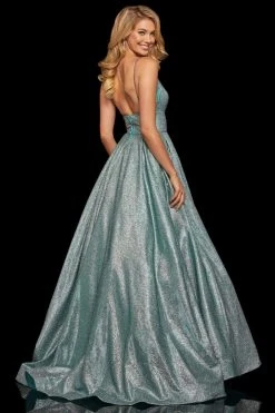 Sherri Hill - 52960 V- Neckline Empire Glitter A Line Dress 18 Sherri Hill - 52960 V- Neckline Empire Glitter A Line Dress