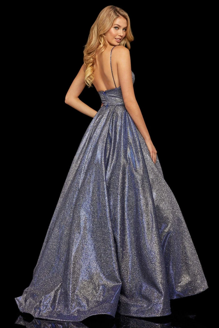 Sherri Hill - 52960 V- Neckline Empire Glitter A Line Dress 14 Sherri Hill - 52960 V- Neckline Empire Glitter A Line Dress