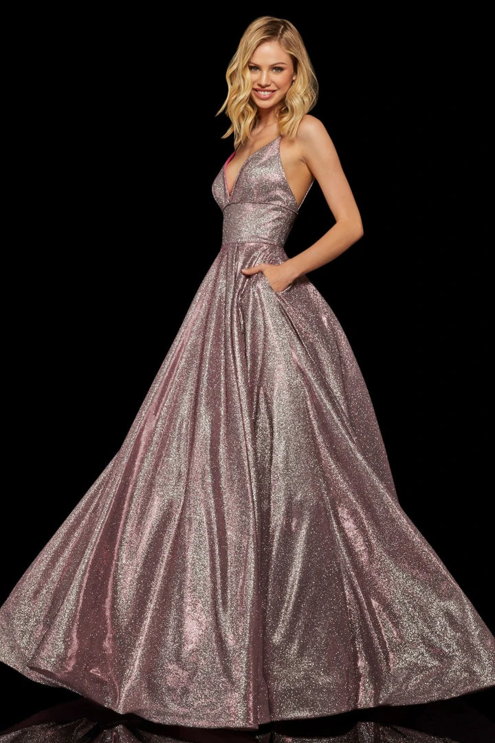 Sherri Hill - 52960 V- Neckline Empire Glitter A Line Dress 7 Sherri Hill - 52960 V- Neckline Empire Glitter A Line Dress