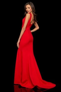 Sherri Hill - 52962 Scoop Neck Scuba Mermaid Dress With Train