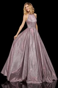 Sherri Hill - 52964 High Halter Neck Glitter Mesh Full A-Line Dress 15 Sherri Hill - 52964 High Halter Neck Glitter Mesh Full A-Line Dress