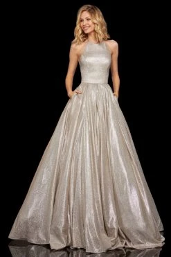 Sherri Hill - 52964 High Halter Neck Glitter Mesh Full A-Line Dress 19 Sherri Hill - 52964 High Halter Neck Glitter Mesh Full A-Line Dress