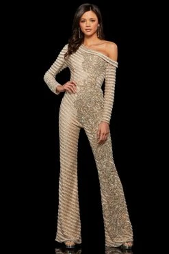 Sherri Hill - 52966 Asymmetrical Neckline Beaded Jumpsuit 13 Sherri Hill - 52966 Asymmetrical Neckline Beaded Jumpsuit