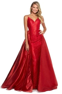 Sherri Hill - 52975 Beaded Lace Organza Dress With Overskirt 8 Sherri Hill - 52975 Beaded Lace Organza Dress With Overskirt