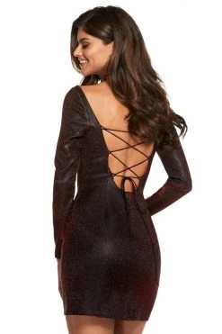 Sherri Hill - 52978 Long Sleeve Bateau Short Sheath Dress