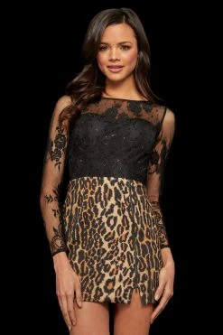 Sherri Hill - 52980 Sheer Sleeves Short Dress