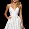 Sherri Hill - 52983 Plunging V-neck Brocade Short A-line Dress 2 Sherri Hill - 52983 Plunging V-neck Brocade Short A-line Dress
