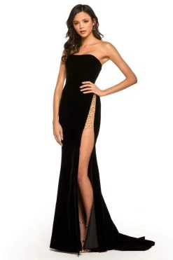 Sherri Hill - 52988 Strapless Beaded Velvet Sheath Dress