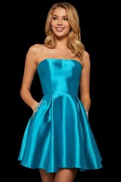 Sherri Hill - 52989 Strapless Crystal Beaded Taffeta Short Dress 13 Sherri Hill - 52989 Strapless Crystal Beaded Taffeta Short Dress