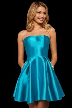 Sherri Hill - 52989 Strapless Crystal Beaded Taffeta Short Dress 14 Sherri Hill - 52989 Strapless Crystal Beaded Taffeta Short Dress