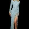 Sherri Hill - 53007 Two Tone Beaded Long Sleeve Sheath Dress 2 Sherri Hill - 53007 Two Tone Beaded Long Sleeve Sheath Dress