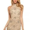 Sherri Hill - 53017 Fully Beaded High Halter Short Sheath Dress