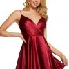 Sherri Hill - 53031 Sleeveless Pleated V Neck Satin Short Dress