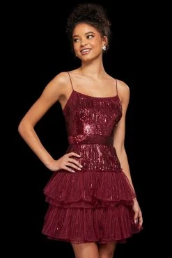 Sherri Hill - 53033 Sequined Drop-Waist Tiered Short Dress