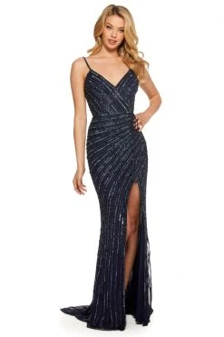 Sherri Hill - 53037 Bead Embellished V-Neck Long Dress