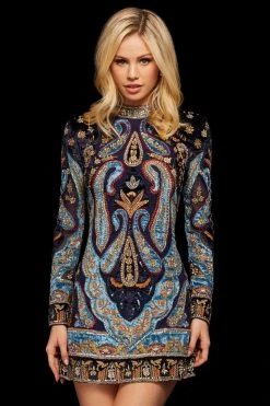 Sherri Hill - 53046 Embroidered Long Sleeve Short Sheath Dress