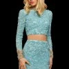 Sherri Hill - 53059 Two Piece Beaded Long Sleeve Short Dress