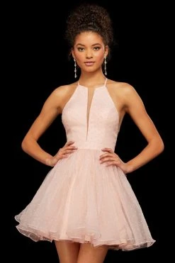 Sherri Hill - 53075 Short Illusion Inset Halter Lace Dress 9 Sherri Hill - 53075 Short Illusion Inset Halter Lace Dress