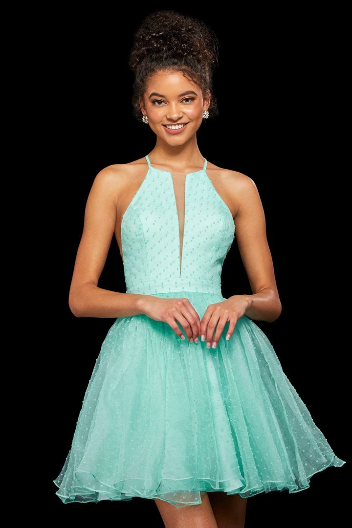 Sherri Hill - 53075 Short Illusion Inset Halter Lace Dress 3 Sherri Hill - 53075 Short Illusion Inset Halter Lace Dress