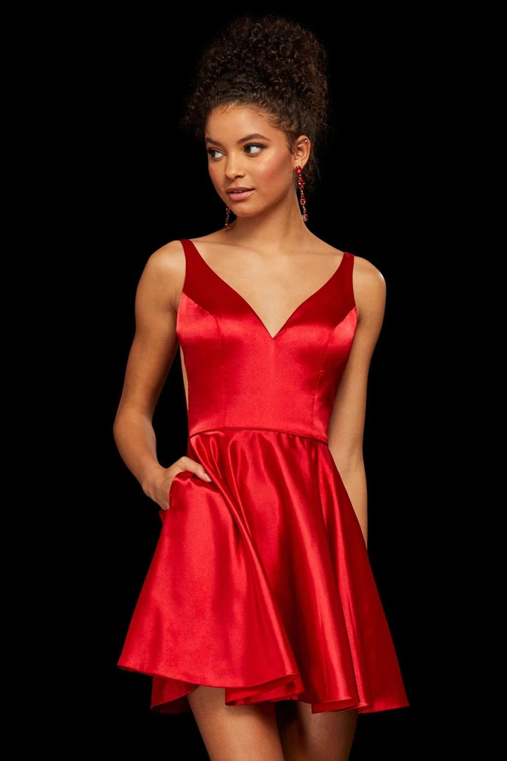 Sherri Hill - 53081 Sleeveless V-Neck Scoop Back A-Line Short Dress 8 Sherri Hill - 53081 Sleeveless V-Neck Scoop Back A-Line Short Dress