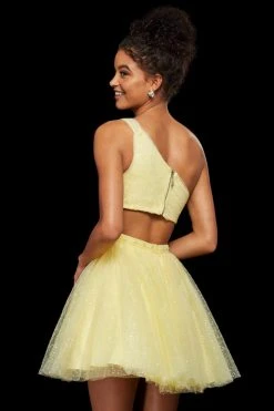 Sherri Hill - 53086 Short Beaded Asymmetric Tulle A-line Dress