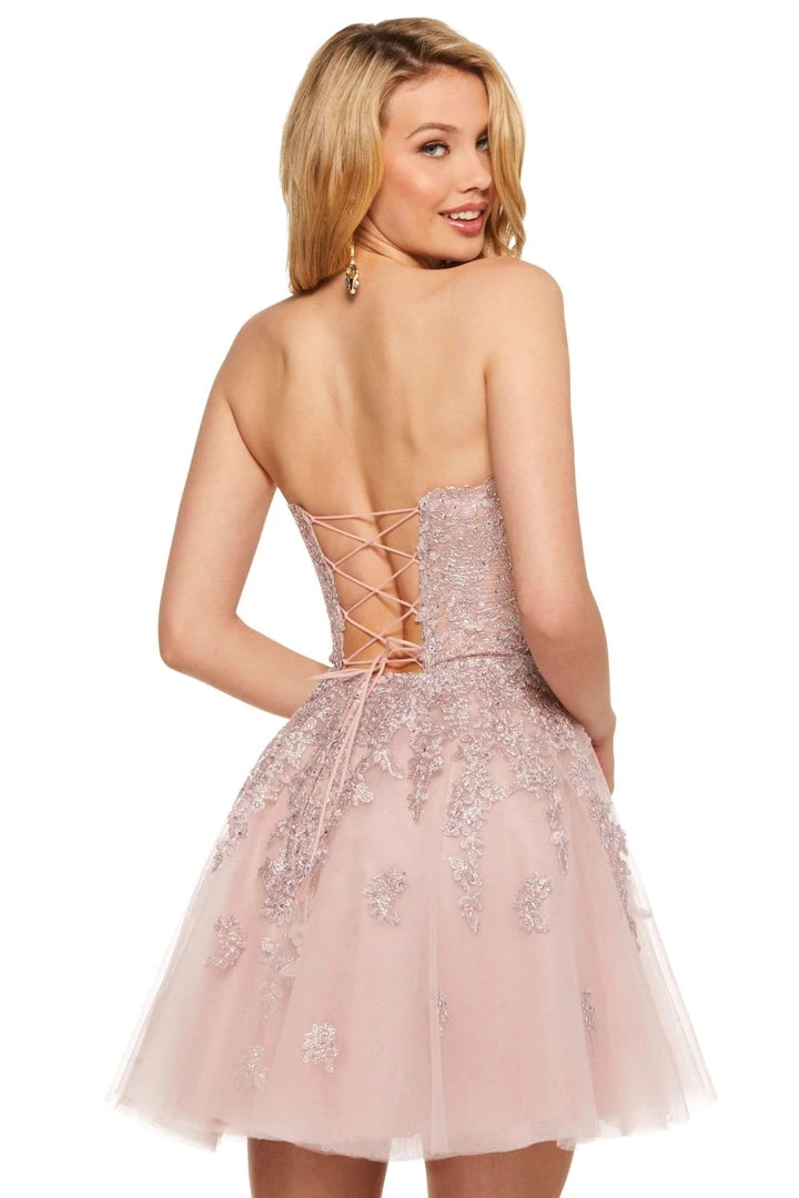 Sherri Hill - 53099 Beaded Lace Short Tulle A-line Dress 4 Sherri Hill - 53099 Beaded Lace Short Tulle A-line Dress