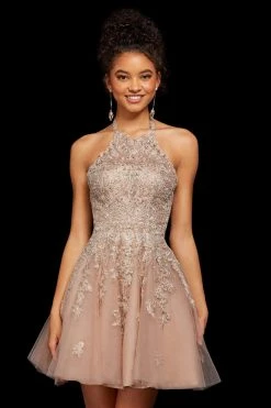 Sherri Hill - 53100 Beaded Lace Appliqued Short Dress