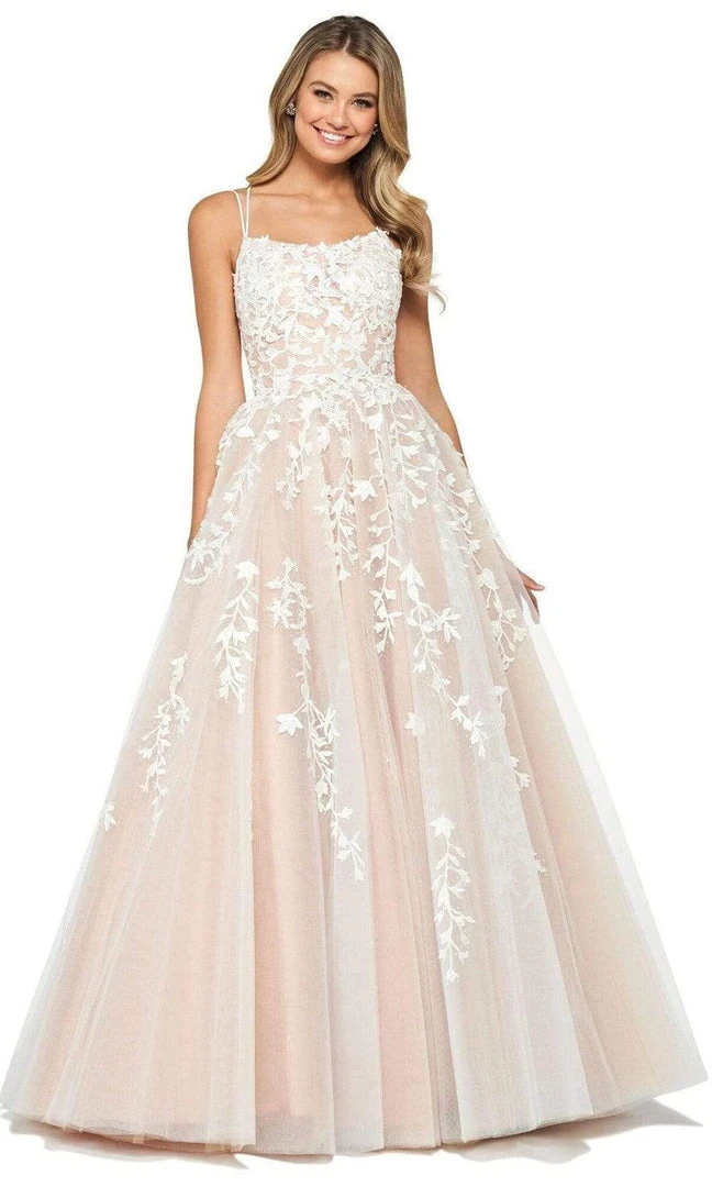 Sherri Hill - 53116 Floral Lace Appliqued Lace-up Ballgown 13 Sherri Hill - 53116 Floral Lace Appliqued Lace-up Ballgown
