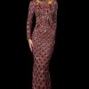 Sherri Hill - 53133 Two Tone Beaded Long Sleeve Sheath Dress