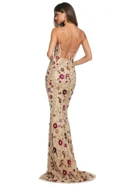 Sherri Hill - 53134 Beaded Lace Long Dress With Train