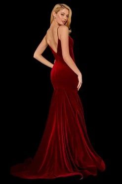Sherri Hill - 53137 Deep V-neck Velvet Mermaid Dress With Train 9 Sherri Hill - 53137 Deep V-neck Velvet Mermaid Dress With Train