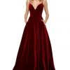 Sherri Hill - 53138 Sleeveless Deep V-neck Velvet A-line Dress