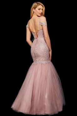 Sherri Hill - 53140 Beaded Lace V-neck Tulle Mermaid Dress 6 Sherri Hill - 53140 Beaded Lace V-neck Tulle Mermaid Dress