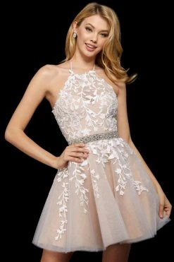 Sherri Hill - 53153 Embroidered Halter Neck Short A-line Dress 11 Sherri Hill - 53153 Embroidered Halter Neck Short A-line Dress