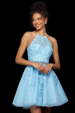 Sherri Hill - 53153 Embroidered Halter Neck Short A-line Dress 14 Sherri Hill - 53153 Embroidered Halter Neck Short A-line Dress