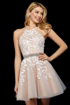Sherri Hill - 53153 Embroidered Halter Neck Short A-line Dress 13 Sherri Hill - 53153 Embroidered Halter Neck Short A-line Dress