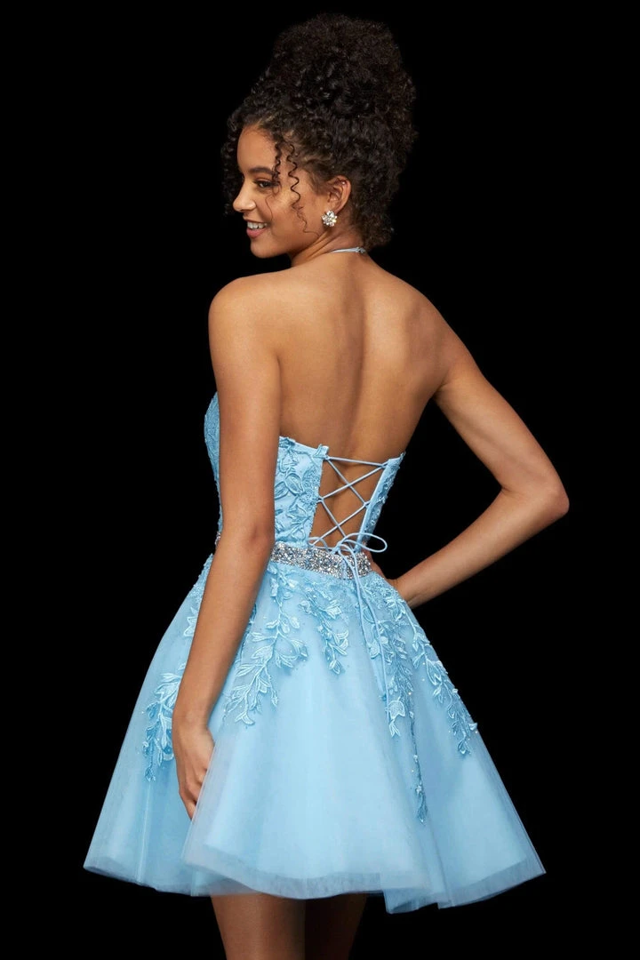 Sherri Hill - 53153 Embroidered Halter Neck Short A-line Dress 9 Sherri Hill - 53153 Embroidered Halter Neck Short A-line Dress