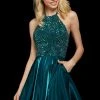 Sherri Hill - 53154 Sleeveless Beaded Halter Neck Short A-line Dress