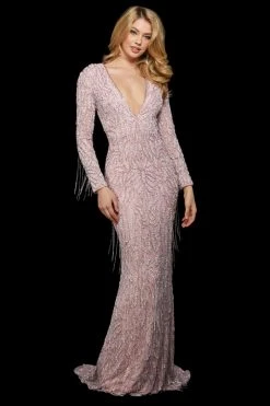 Sherri Hill - 53160 Bead-Fringed Long Sheath Dress