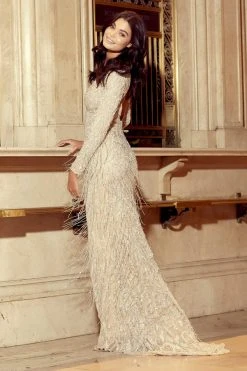 Sherri Hill - 53160 Bead-Fringed Long Sheath Dress