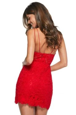 Sherri Hill - 53195 Lace Appliqued V-Neck Short Dress