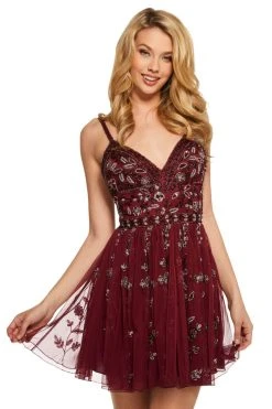 Sherri Hill - 53234 Short Beaded V-neck A-line Dress