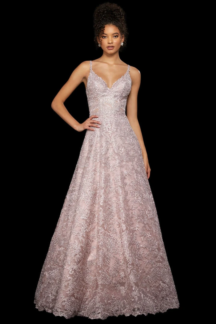 Sherri Hill - 53250 Beaded Lace Appliqued V-Neck Dress 5 Sherri Hill - 53250 Beaded Lace Appliqued V-Neck Dress