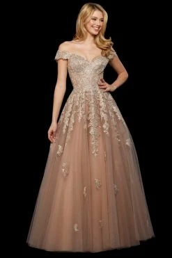 Sherri Hill - 53251 Beaded Lace Appliqued Off Shoulder Dress 14 Sherri Hill - 53251 Beaded Lace Appliqued Off Shoulder Dress