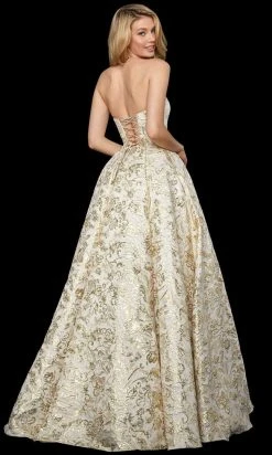 Sherri Hill - 53253 Long Halter Neck Jacquard A-line Dress