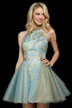 Sherri Hill - 53254 Short Beaded Jacquard Tulle A-line Dress 9 Sherri Hill - 53254 Short Beaded Jacquard Tulle A-line Dress