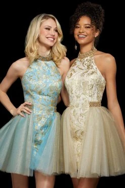 Sherri Hill - 53254 Short Beaded Jacquard Tulle A-line Dress 11 Sherri Hill - 53254 Short Beaded Jacquard Tulle A-line Dress