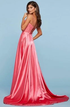 Sherri Hill - 53300 Embroidered Straight Neck A-line Gown 15 Sherri Hill - 53300 Embroidered Straight Neck A-line Gown